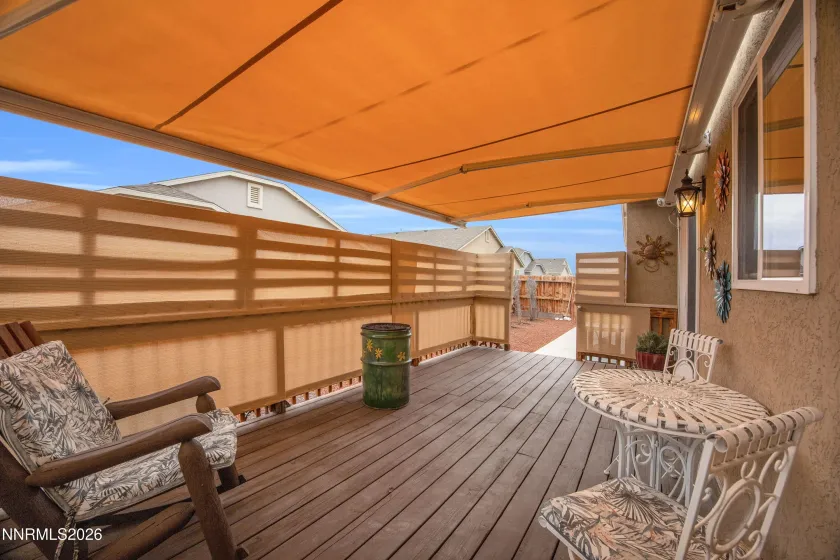 2552 Ladera Dr Backyard Deck with Awning. Upper blind is now removed.