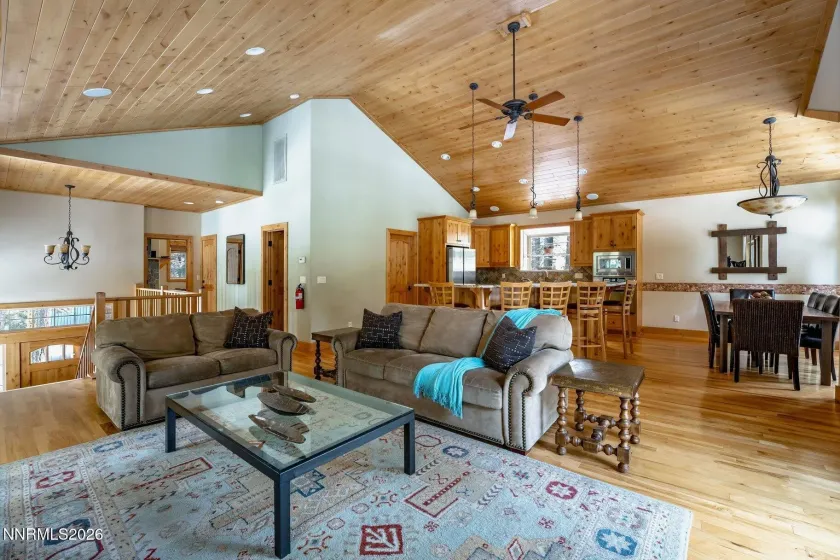 Open living and dining spaces designed for comfortable mountain living and entertaining.