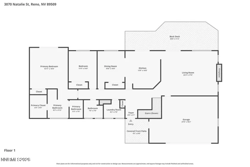 3070 Natalie, Reno, Nevada 89509, 5 Bedrooms Bedrooms, ,3 BathroomsBathrooms,Residential,Residential,Natalie,0,260007423