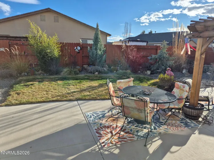 Backyard patio with pergola