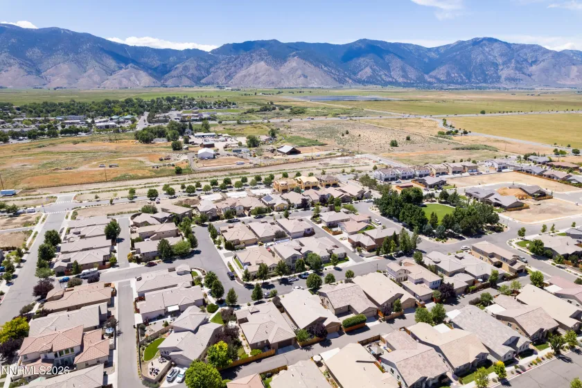 Aerial View of Neighborhood and Sierra Mountains
