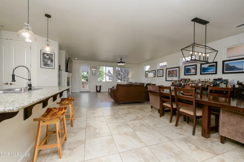 View of the Kitchen, Dining Room, and Living room