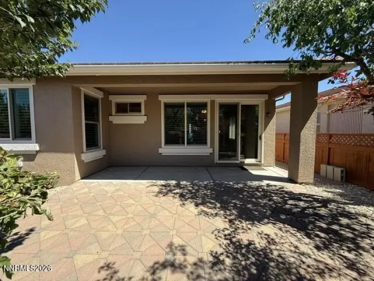 Backyard with covered patio
