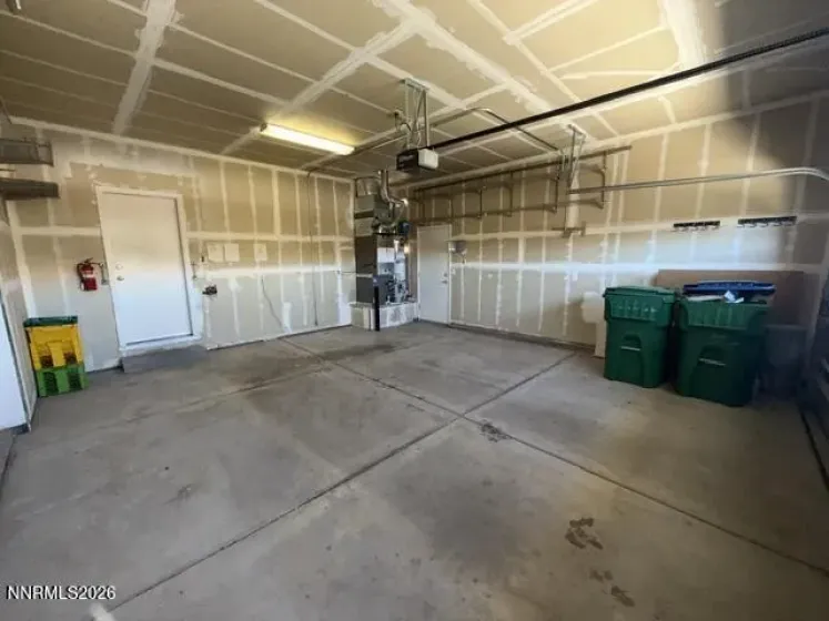 2 car garage with shelving
