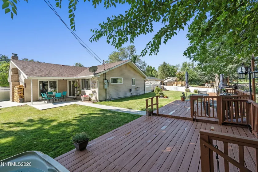 View from the deck to the backyard patio.
