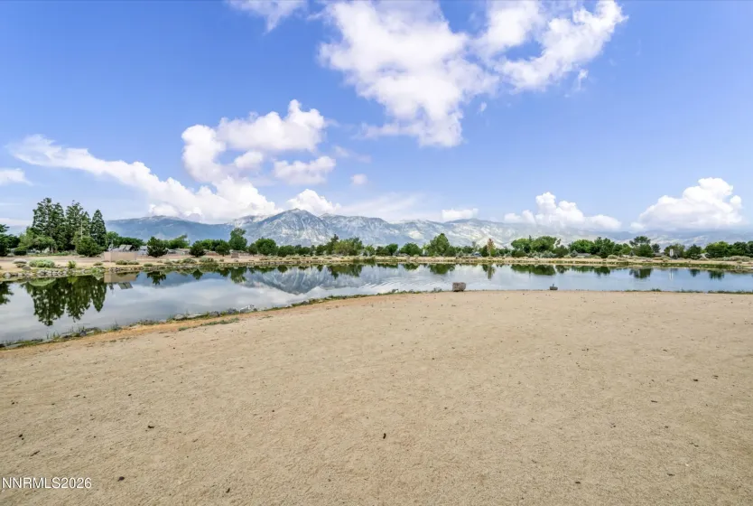 Mitch park with pond and mountain views