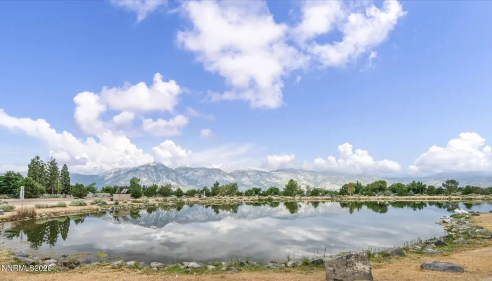 Mitch park with pond and mountain views