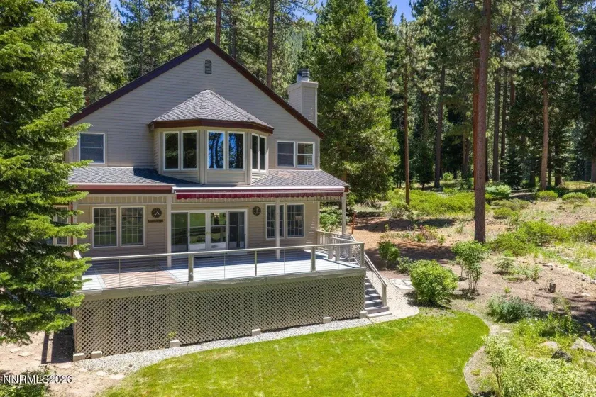 View of backyard and deck