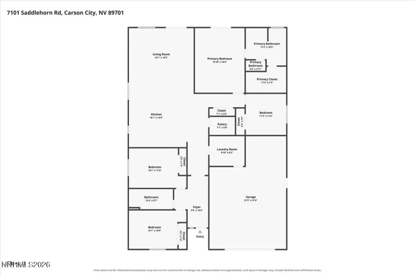 7101 Saddlehorn, Carson City, Nevada 89701, 4 Bedrooms Bedrooms, ,2 BathroomsBathrooms,Residential,Residential,Saddlehorn,0,260010056