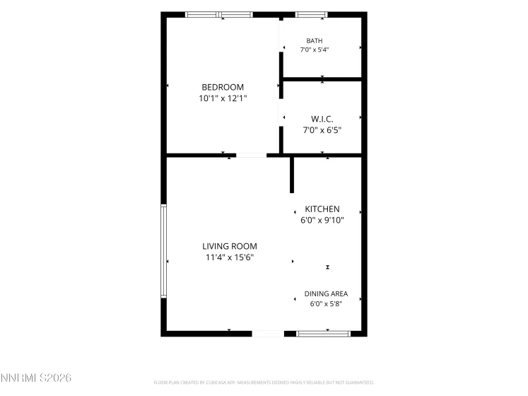 6-Plex Floorplan 1-bed 1-bath Unit