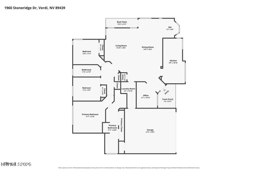 1960 Stoneridge, Verdi, Nevada 89439, 3 Bedrooms Bedrooms, ,2 BathroomsBathrooms,Residential,Residential,Stoneridge,0,260010133