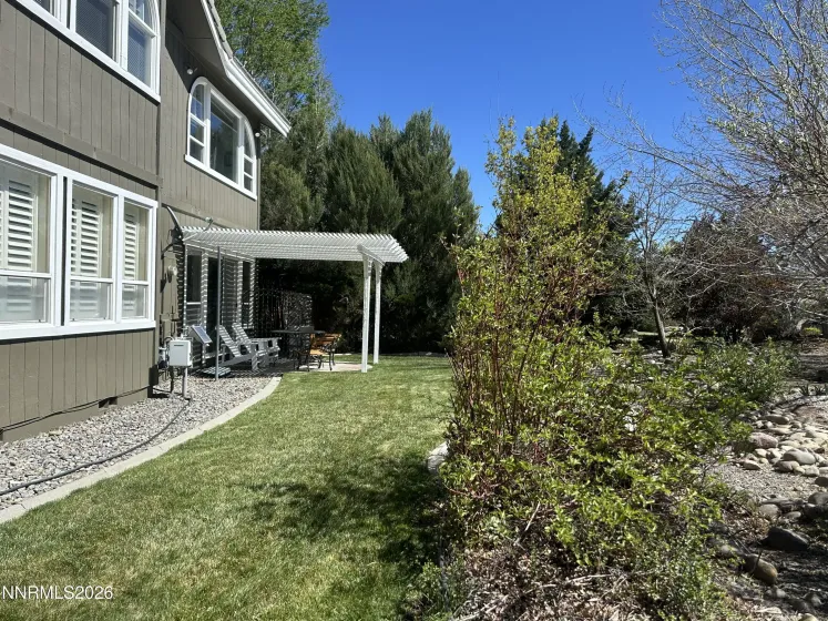 Side yard with seating area