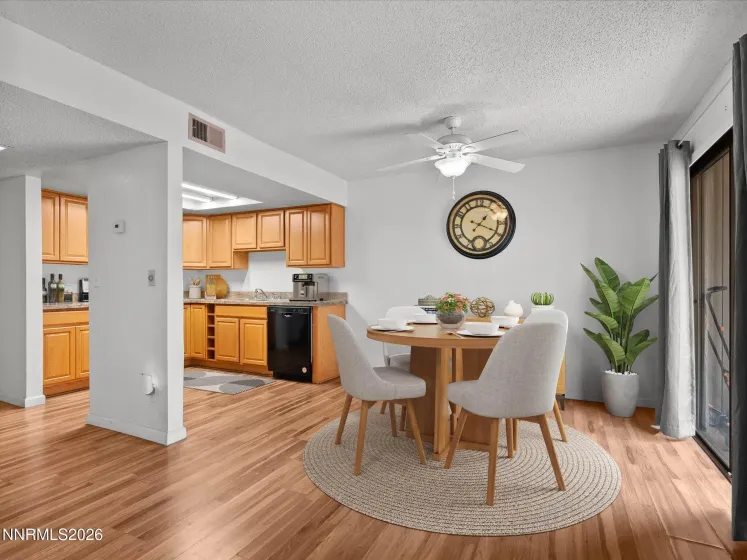 Virtually staged dining area