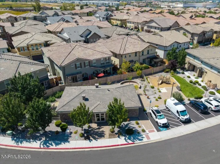 Aerial view of fitness center, play ground