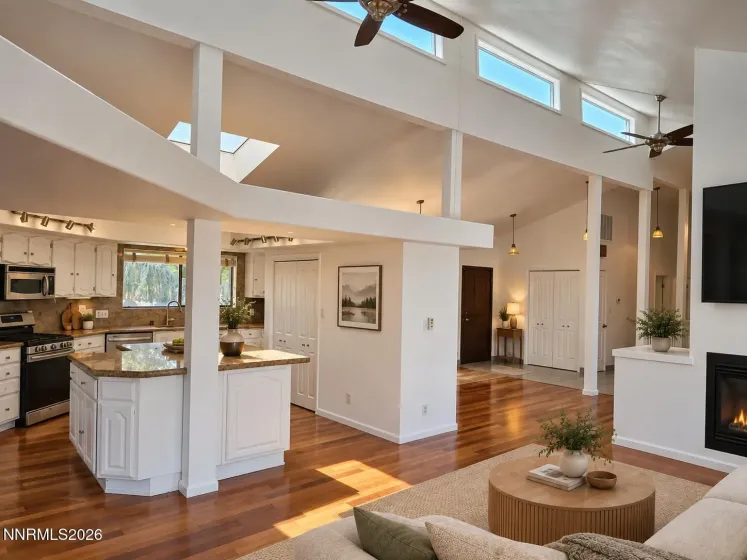 Family room/kitchen / virtually staged