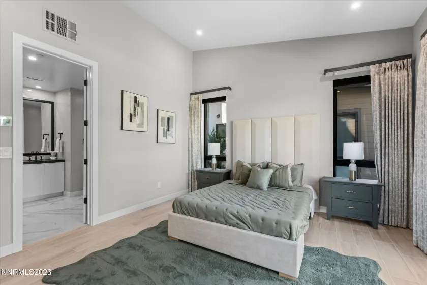 Primary suite, door to bathroom.