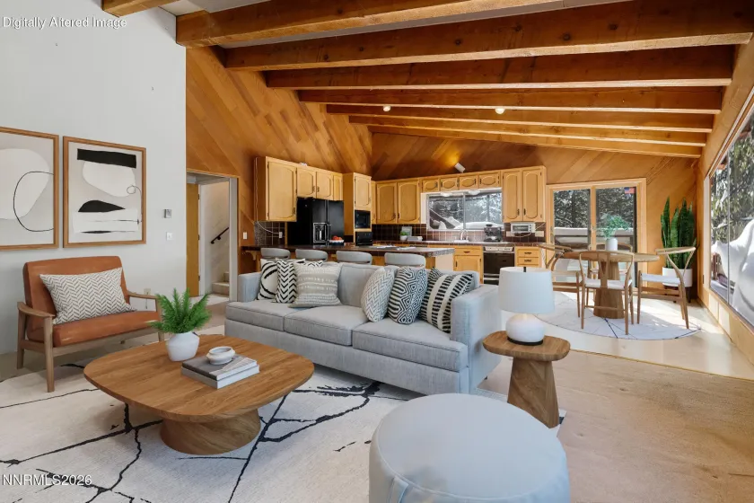 Virtually staged great room.