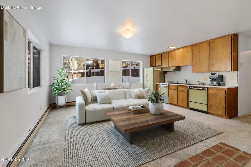 Virtually staged first floor living area.