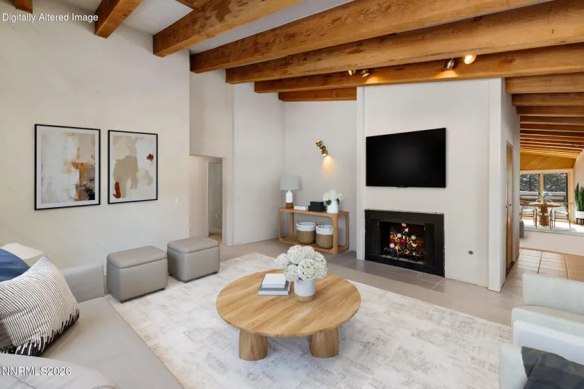 Virtually staged middle floor living room.