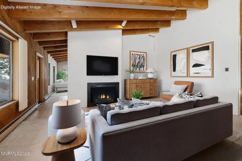 Virtually staged middle floor family / great room.