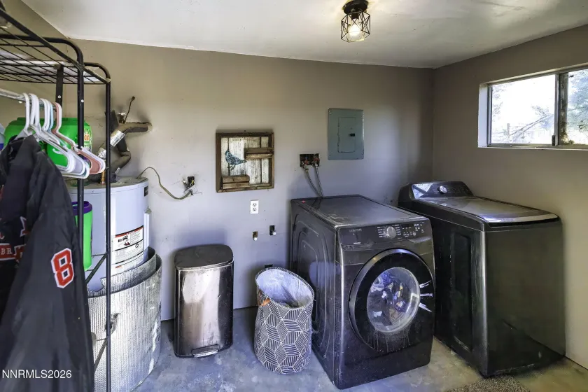 Laundry room in garage