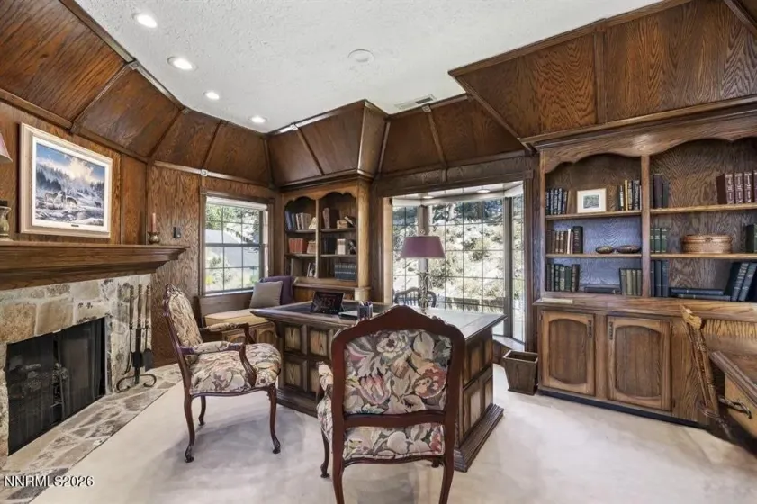 Primary Bedroom office with fireplace