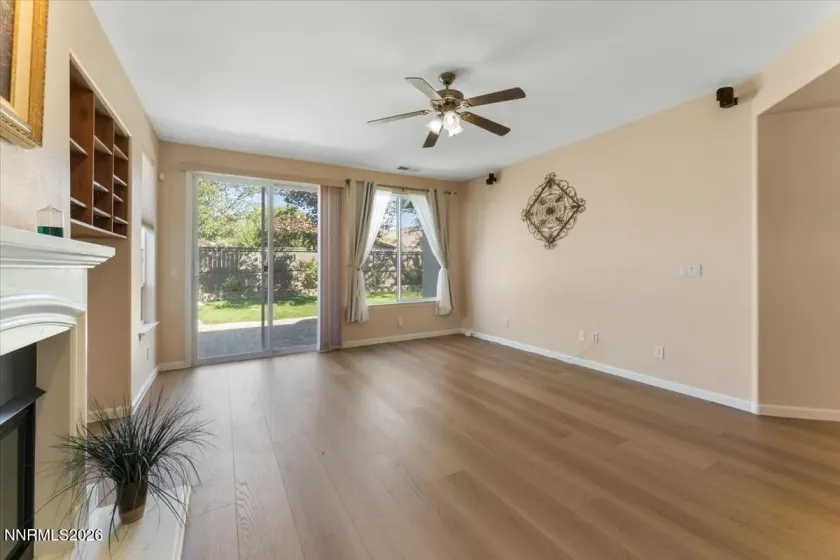 Family room with sliding doors to the backyard