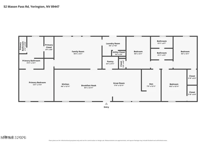 52 Mason Pass, Yerington, Nevada 89447, 4 Bedrooms Bedrooms, ,2 BathroomsBathrooms,Residential,Residential,Mason Pass,0,260013112