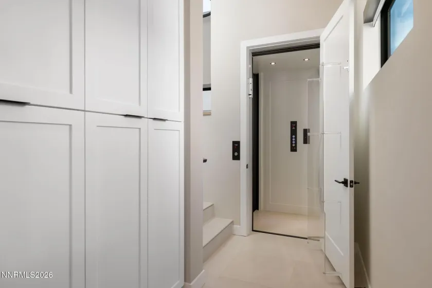 Elevator access to Level 2 straight to kitchen with groceries